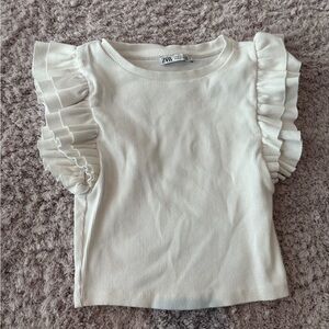 Zara White Ruffle Sleeve Top